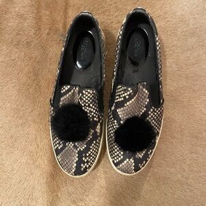 Michael Kors Black and Tan Snake Print Loafers